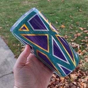 NEW 20oz Turquoise & Purple Glitter Epoxy Resin Tumbler -Handmade!